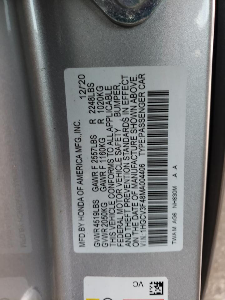 1HGCV3F48MA004406 2021 Honda Accord Hybrid Ex