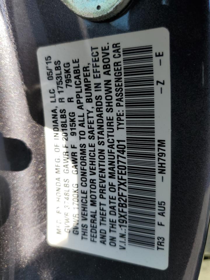 19XFB2F7XFE077401 2015 Honda Civic Se