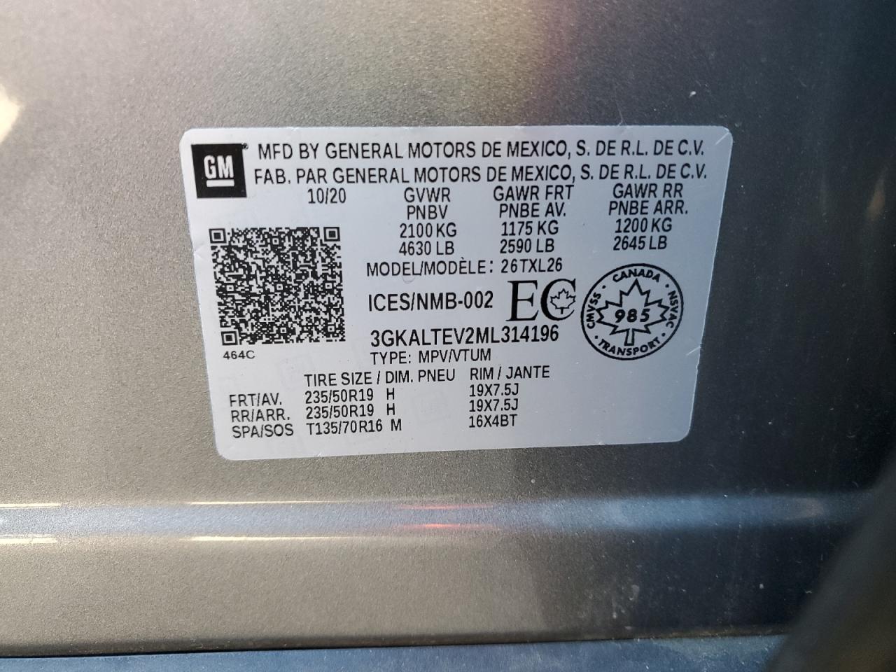 3GKALTEV2ML314196 2021 GMC Terrain Sle