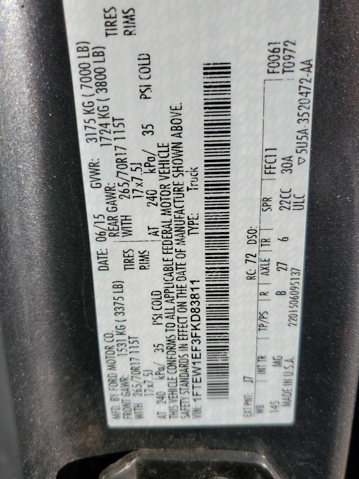 1FTEW1EF3FKD83811 2015 Ford F150 Supercrew