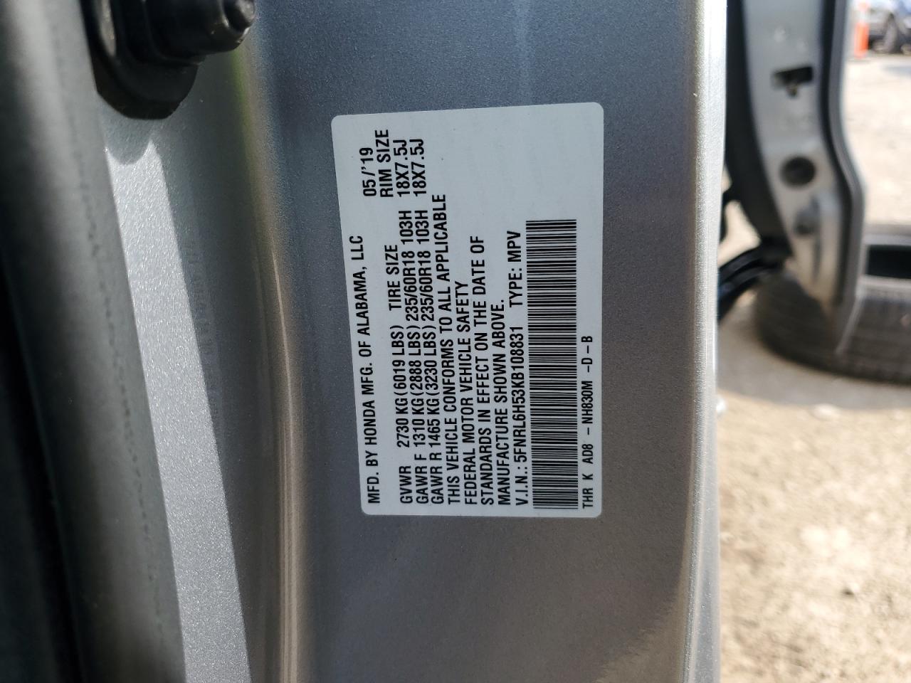 5FNRL6H53KB108831 2019 Honda Odyssey Ex