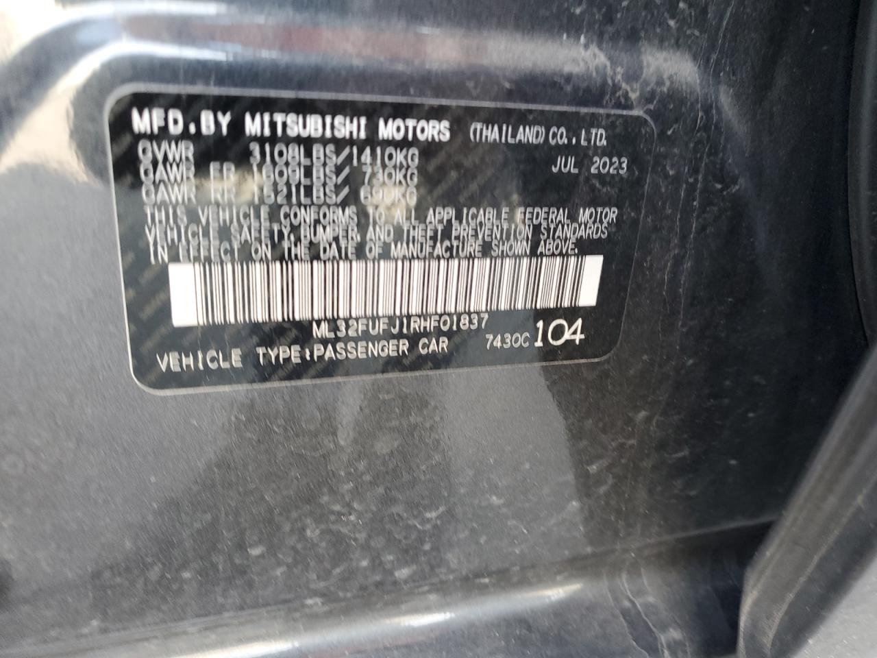 ML32FUFJ1RHF01837 2024 Mitsubishi Mirage G4 Es