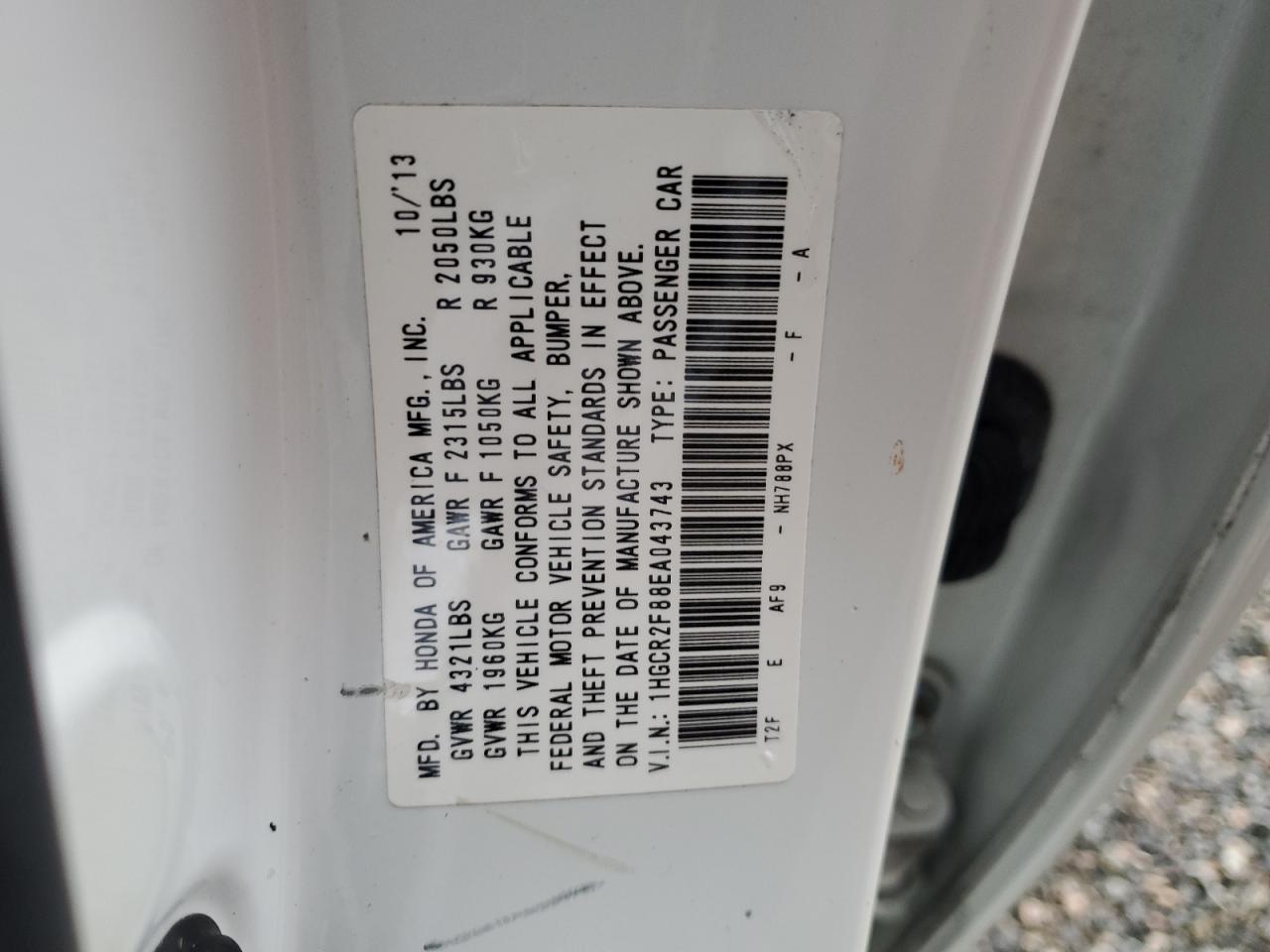 1HGCR2F88EA043743 2014 Honda Accord Exl