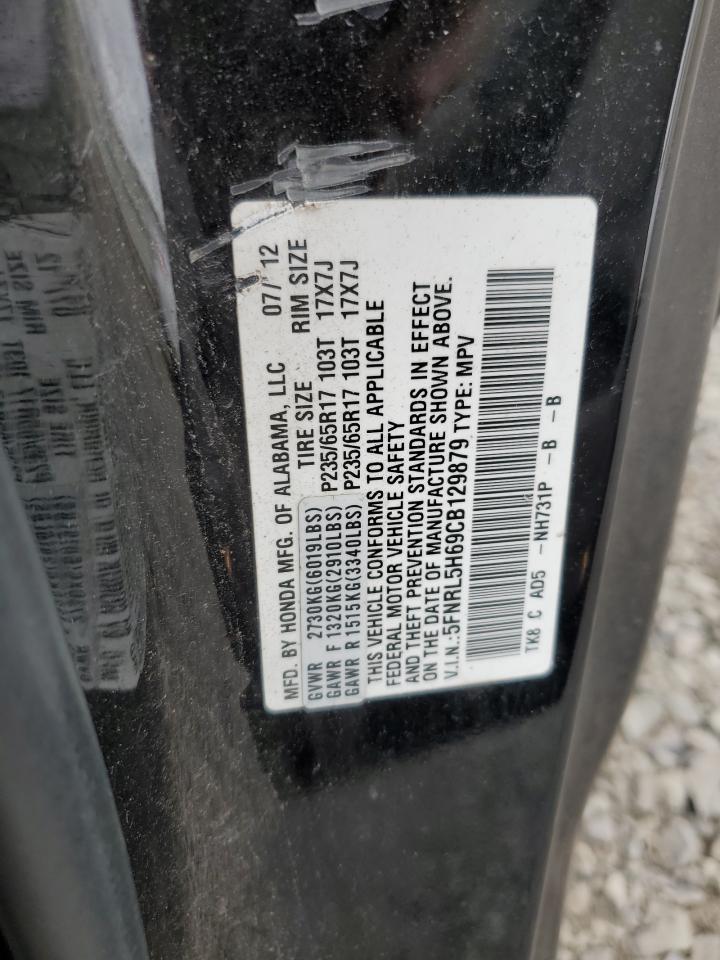 5FNRL5H69CB129879 2012 Honda Odyssey Exl