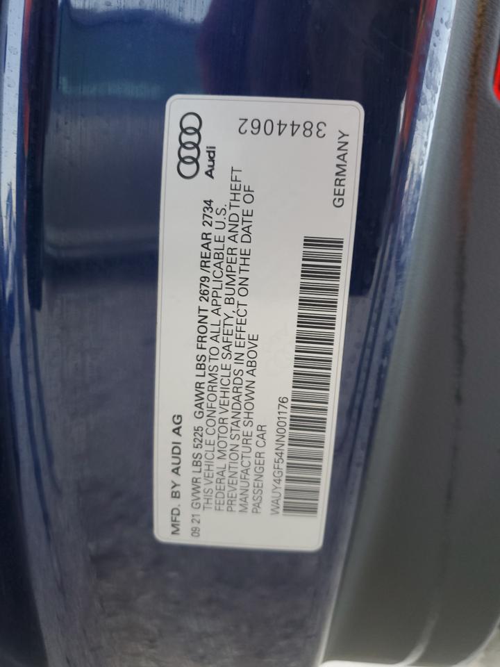 WAUY4GF54NN001176 2022 Audi S5 Prestige