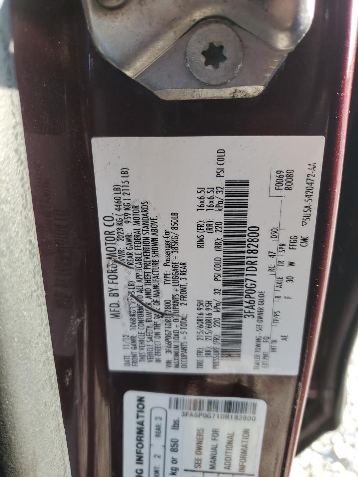 VIN 3FA6P0G71DR182800 2013 FORD FUSION no.12