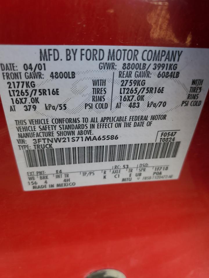 3FTNW21S71MA65586 2001 Ford F250 Super Duty