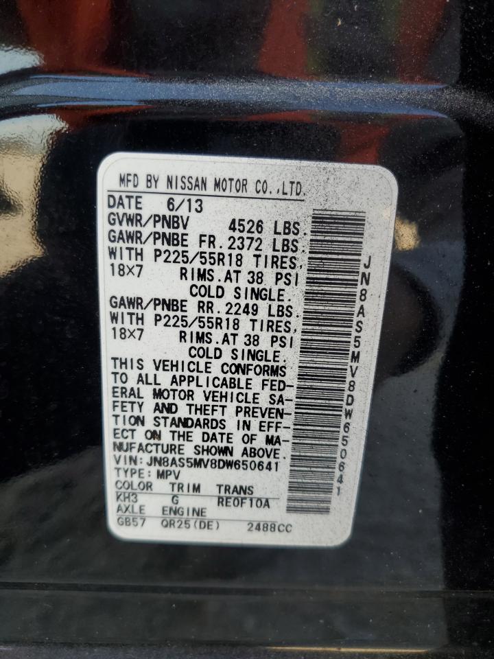 2013 Nissan Rogue S VIN: JN8AS5MV8DW650641 Lot: 76505874