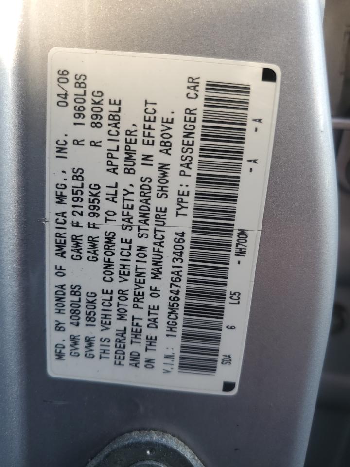 1HGCM56476A134064 2006 Honda Accord Lx