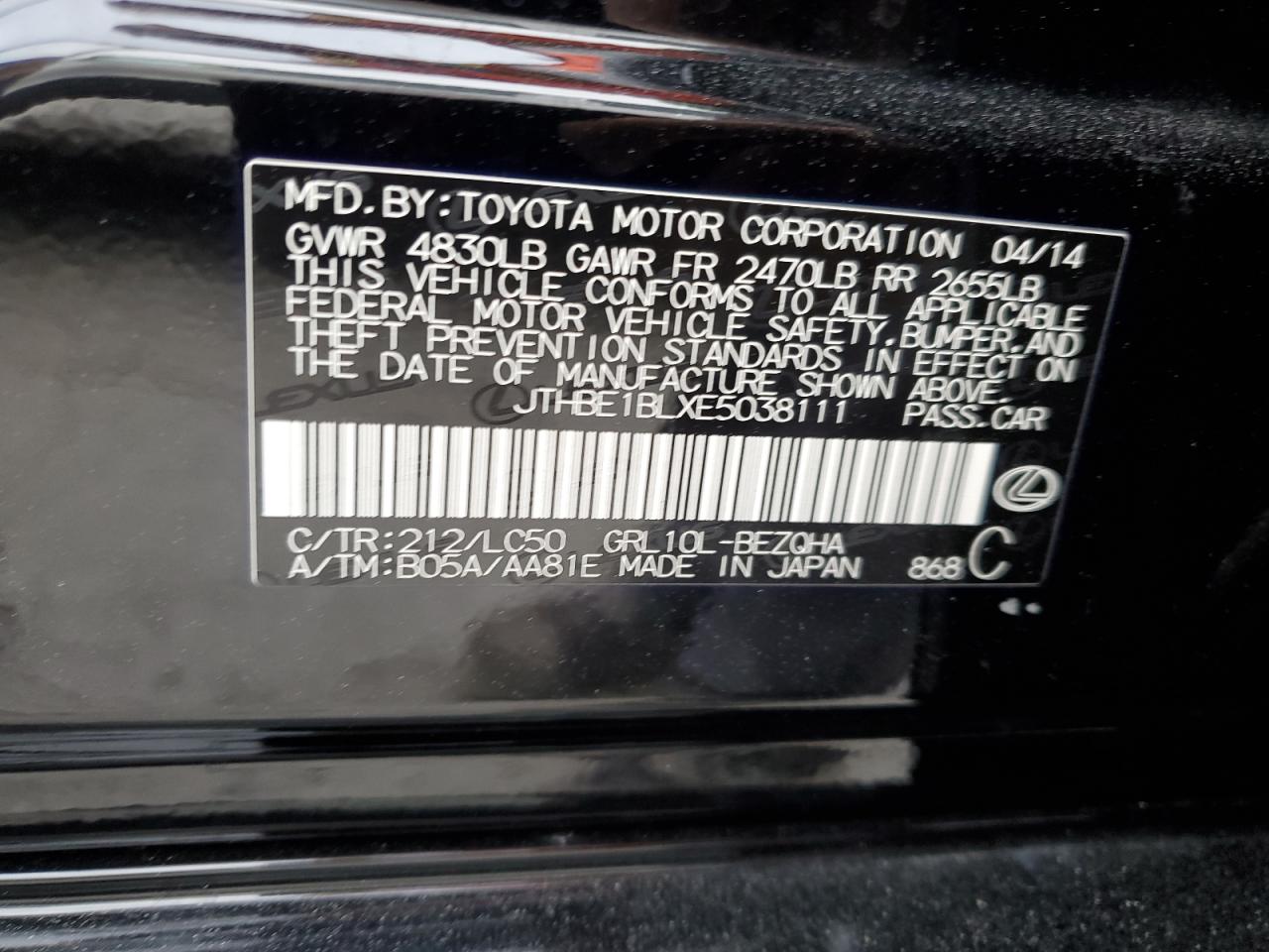 JTHBE1BLXE5038111 2014 Lexus Gs 350