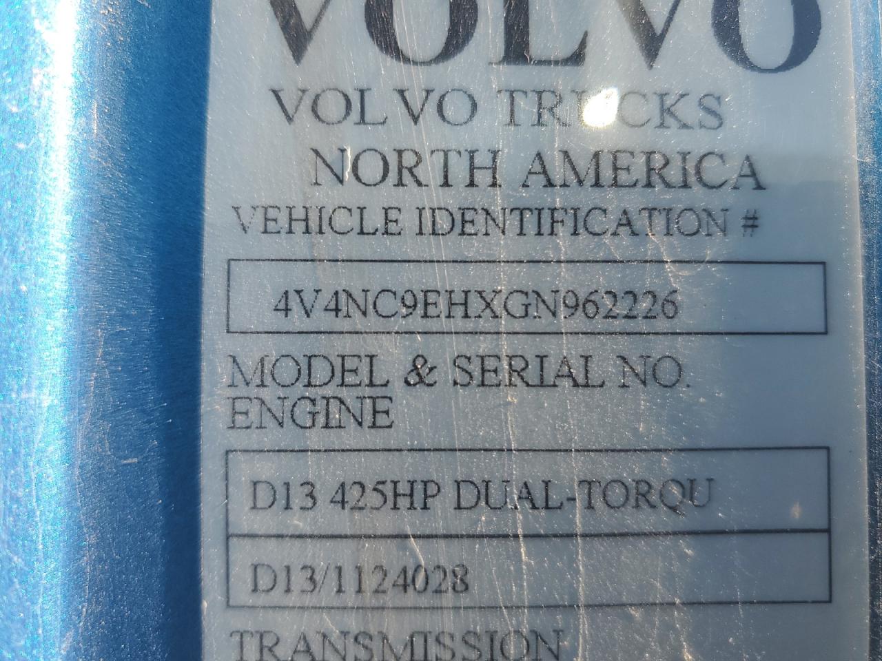 4V4NC9EHXGN962226 2016 Volvo Vn Vnl