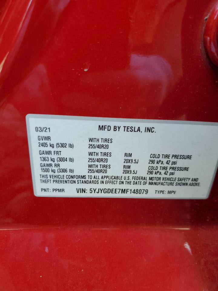 5YJYGDEE7MF148079 2021 Tesla Model Y