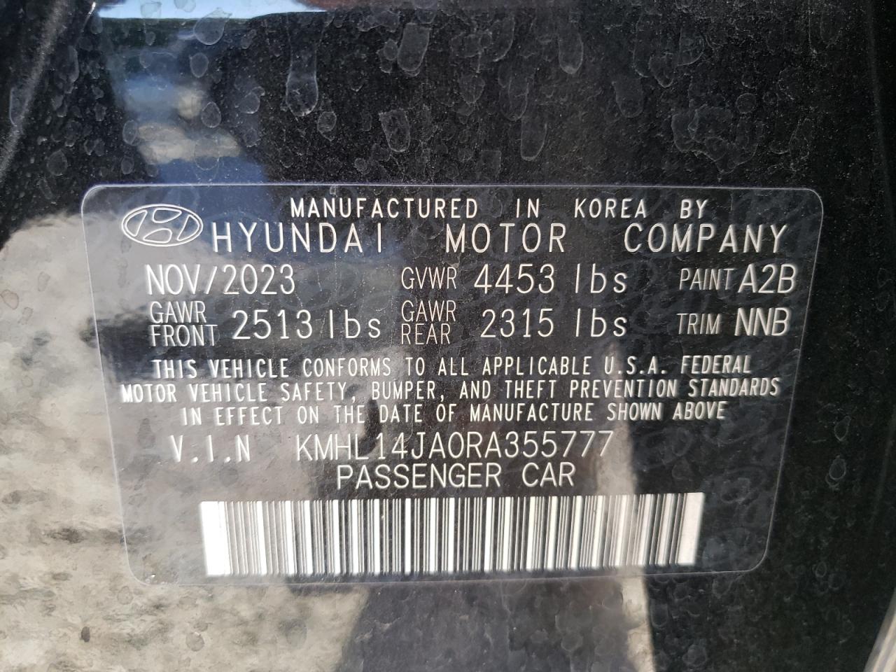 KMHL14JA0RA355777 2024 Hyundai Sonata Sel