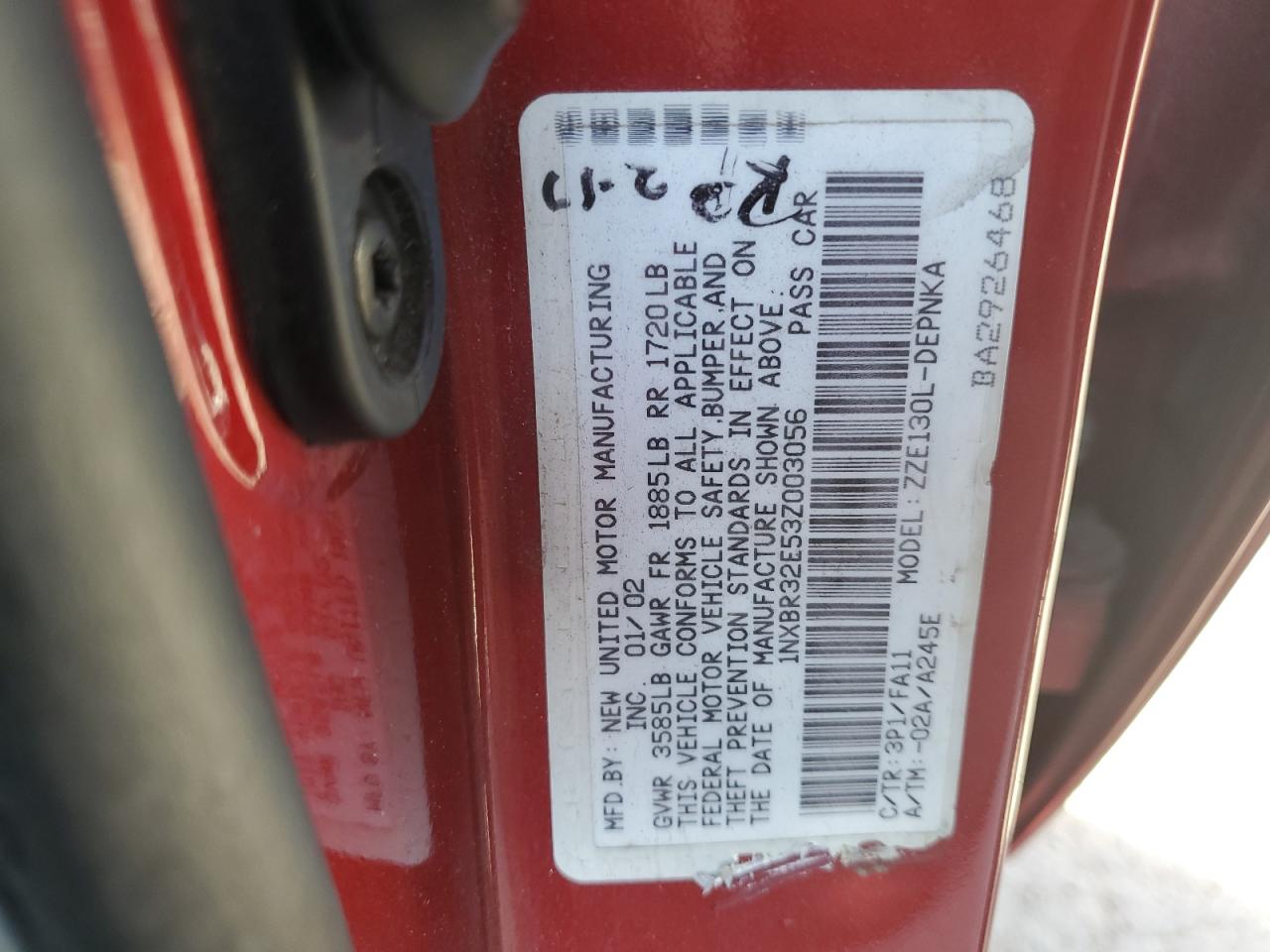 2003 Toyota Corolla Ce VIN: 1NXBR32E53Z003056 Lot: 74110464