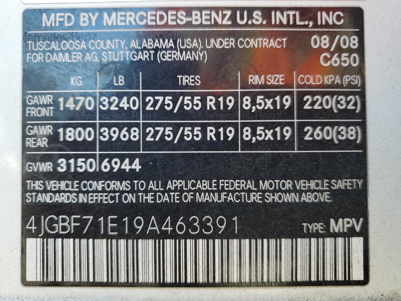 2009 Mercedes-Benz Gl 450 4Matic VIN: 4JGBF71E19A463391 Lot: 77131534