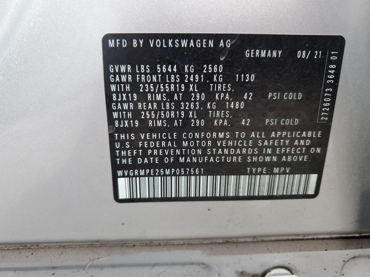 WVGRMPE25MP057561 2021 Volkswagen Id.4 Pro