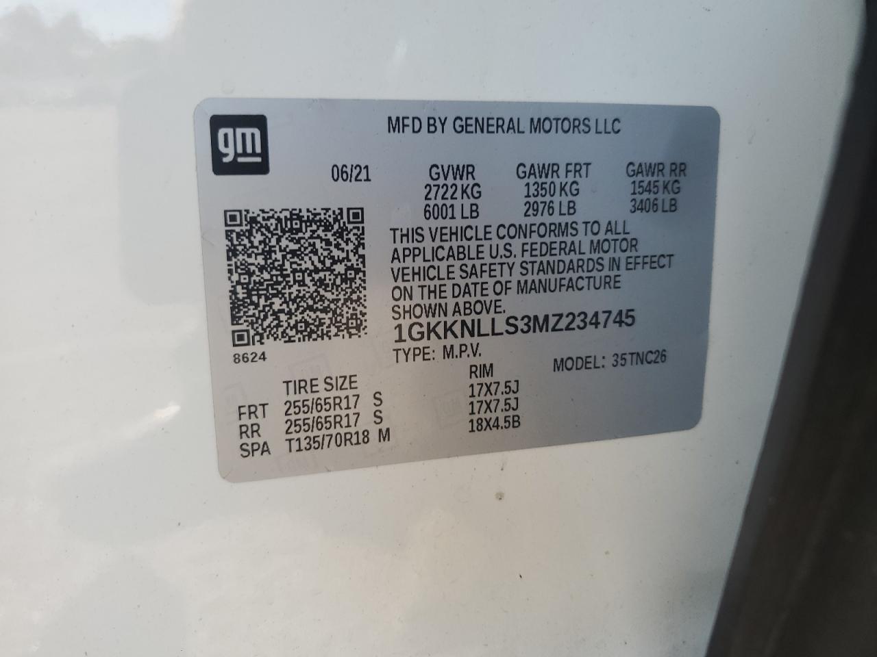 1GKKNLLS3MZ234745 2021 GMC Acadia At4