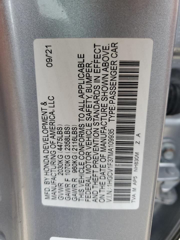 1HGCV1F37MA109935 2021 Honda Accord Sport