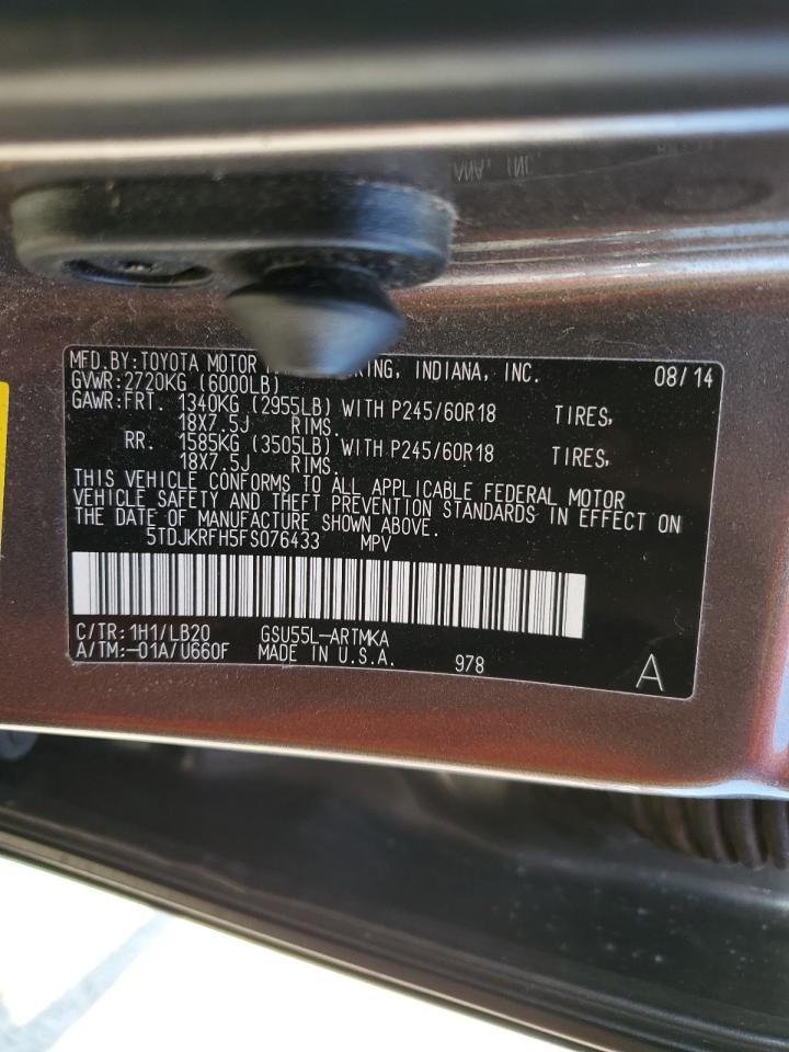 5TDJKRFH5FS076433 2015 Toyota Highlander Xle