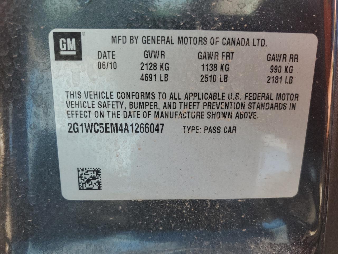 2G1WC5EM4A1266047 2010 Chevrolet Impala Ltz