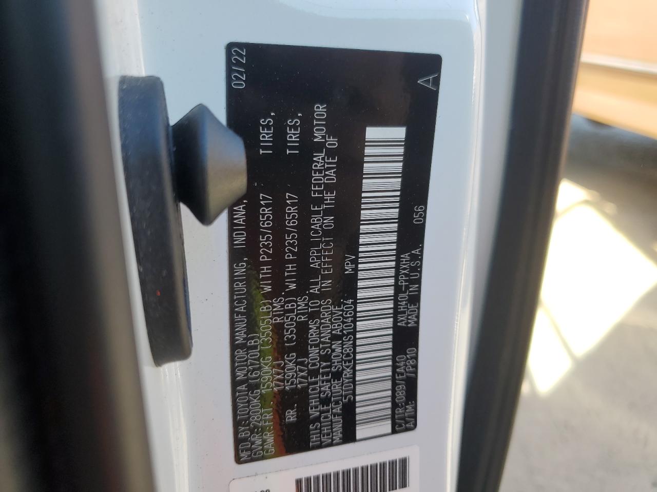 5TDYRKEC8NS104604 2022 Toyota Sienna Xle