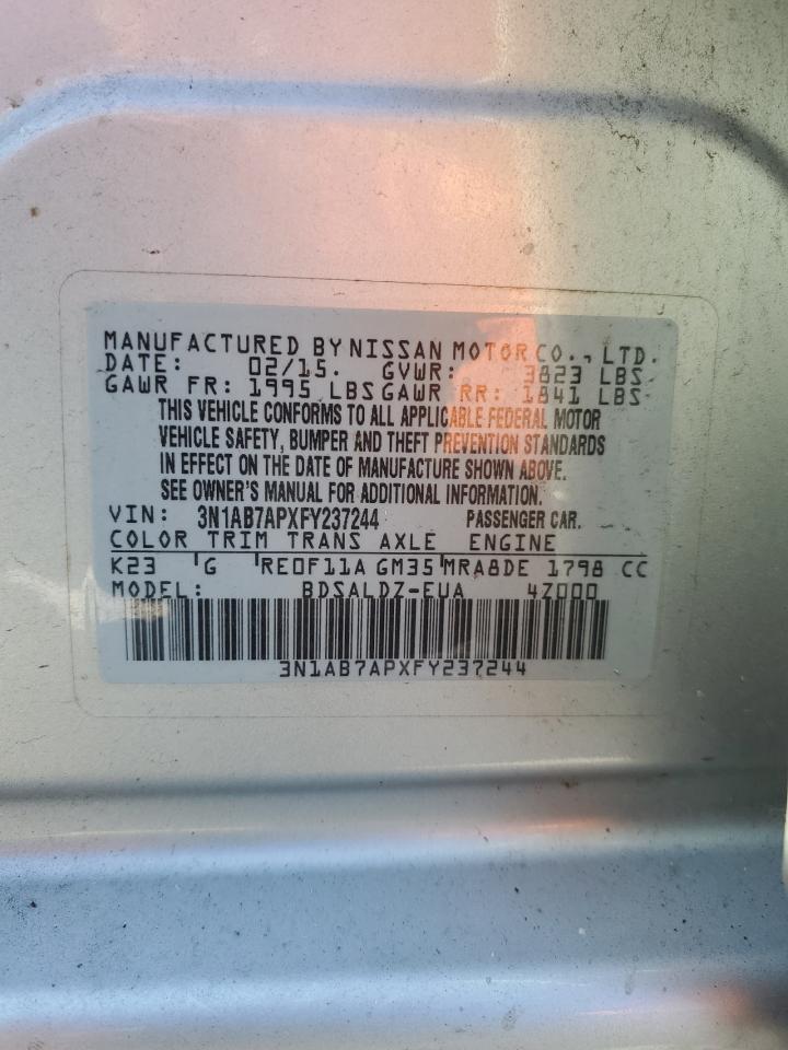 3N1AB7APXFY237244 2015 Nissan Sentra S