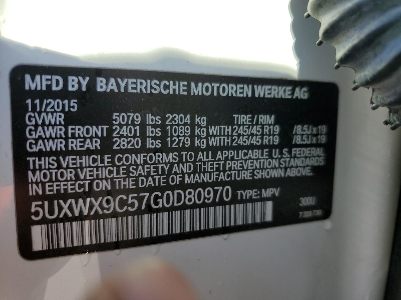 5UXWX9C57G0D80970 2016 BMW X3 xDrive28I