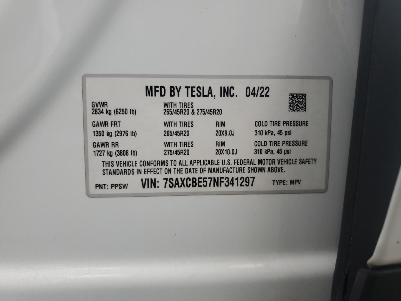 7SAXCBE57NF341297 2022 TESLA MODEL X - Image 14