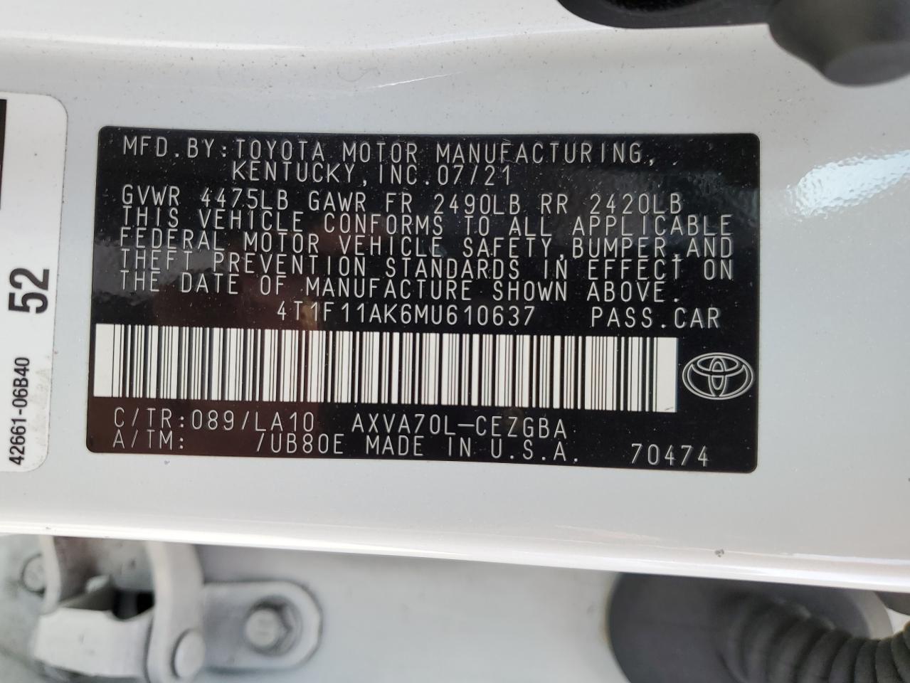 2021 Toyota Camry - Image 12