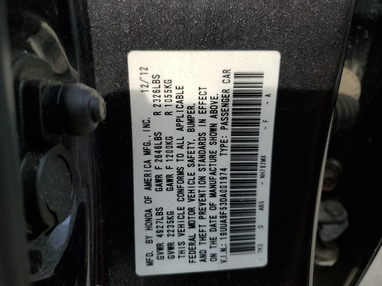 2013 Acura Tl Tech VIN: 19UUA9F53DA001974 Lot: 78263824