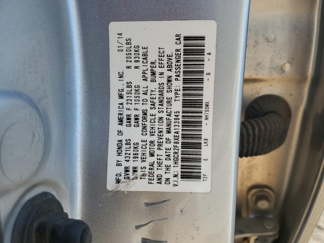 1HGCR2F8XEA133945 2014 Honda Accord Exl