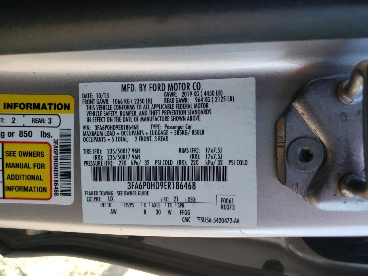 3FA6P0HD9ER186468 2014 Ford Fusion Se