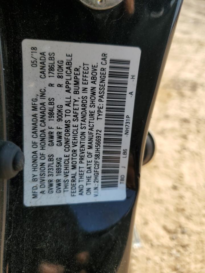 2HGFC2F58JH566972 2018 Honda Civic Lx