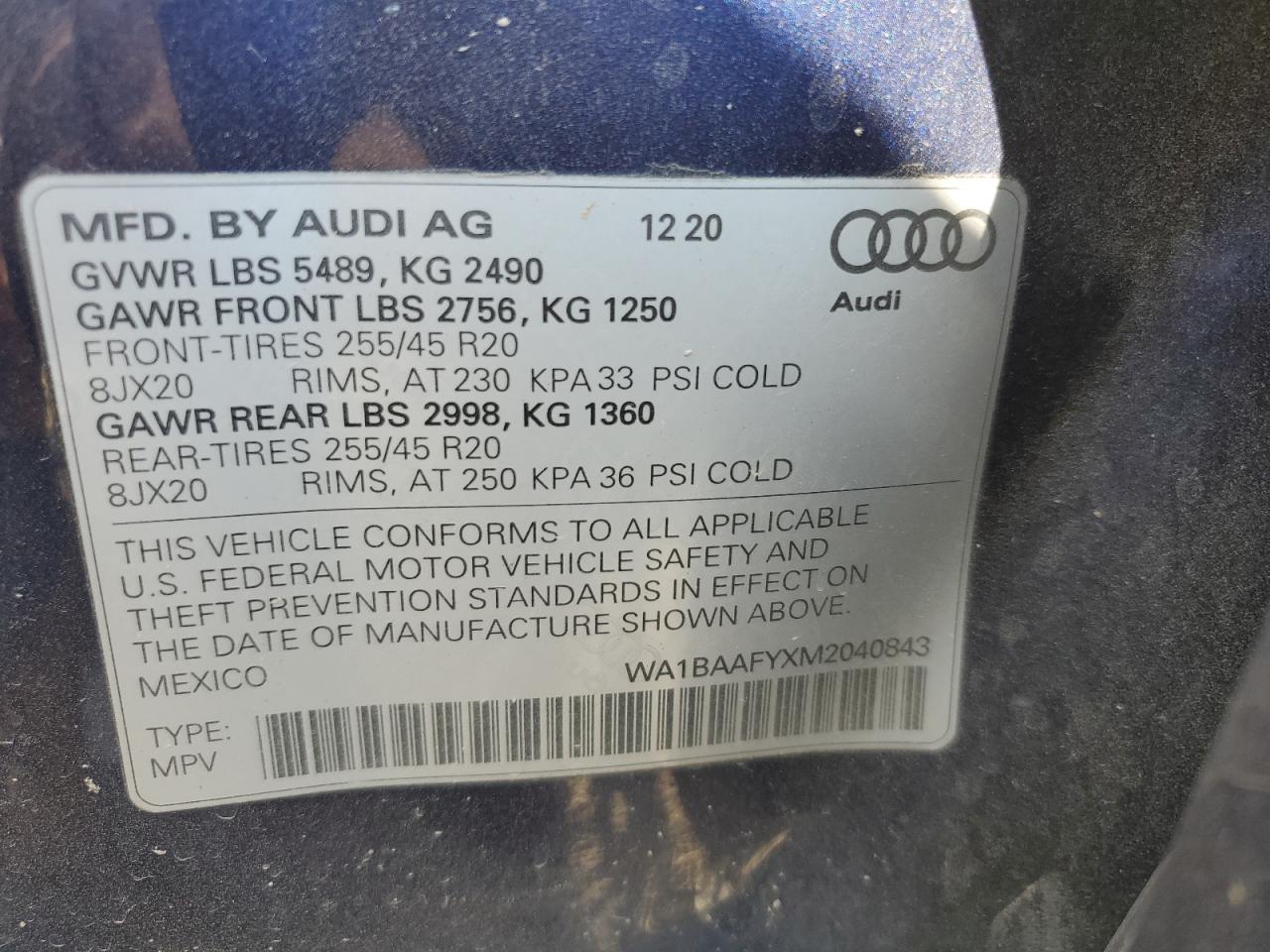 2021 Audi Q5 Premium Plus VIN: WA1BAAFYXM2040843 Lot: 75351684