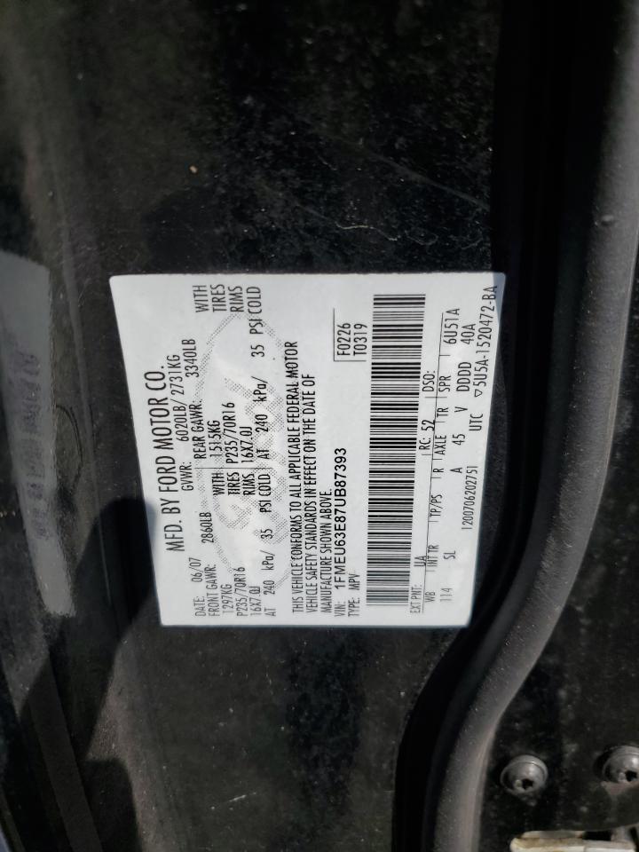 2007 Ford Explorer Xlt VIN: 1FMEU63E87UB87393 Lot: 76945984