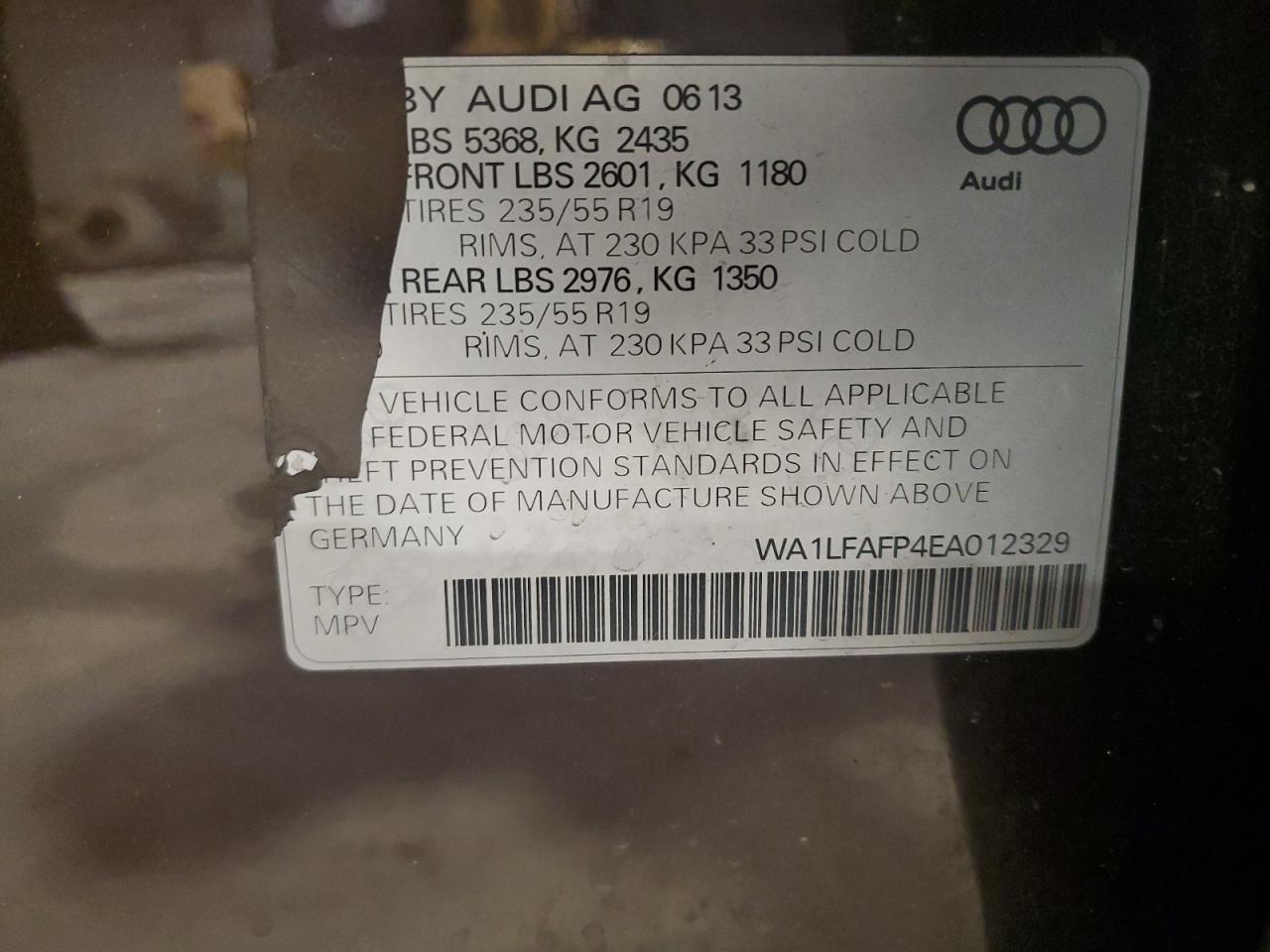 2014 Audi Q5 Premium Plus VIN: WA1LFAFP4EA012329 Lot: 77398244