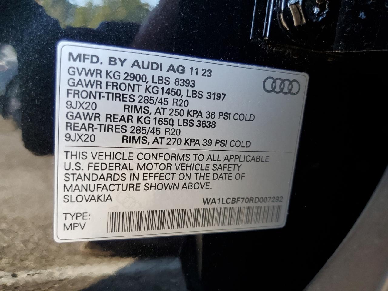 2024 Audi Q7 Premium Plus VIN: WA1LCBF70RD007292 Lot: 74625464