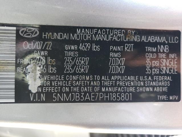 5NMJB3AE7PH185801 Hyundai Tucson SEL 14