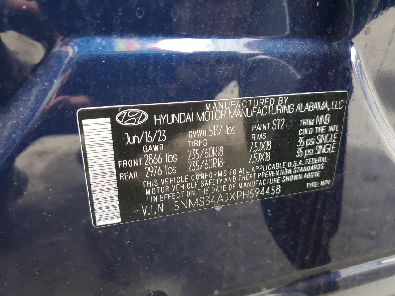 2023 Hyundai Santa Fe Sel Premium VIN: 5NMS34AJXPH594458 Lot: 76074974