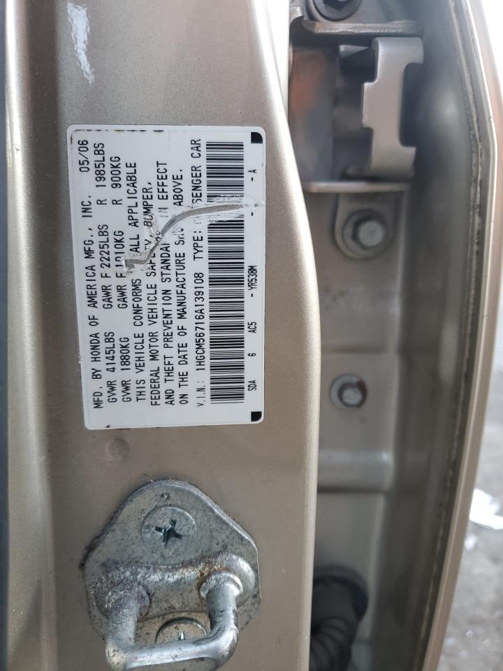 1HGCM56716A139108 2006 Honda Accord Ex