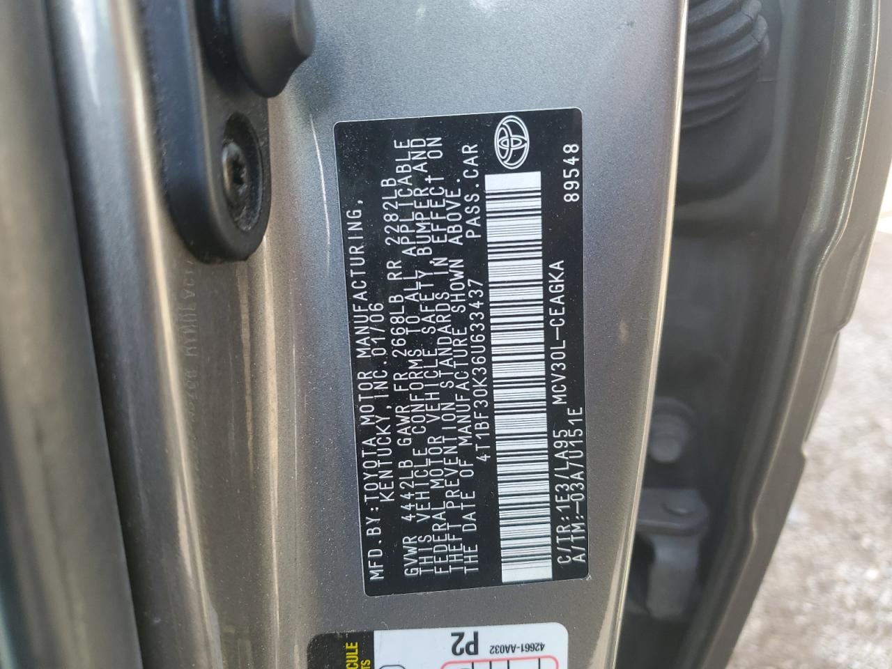 4T1BF30K36U633437 2006 Toyota Camry Le