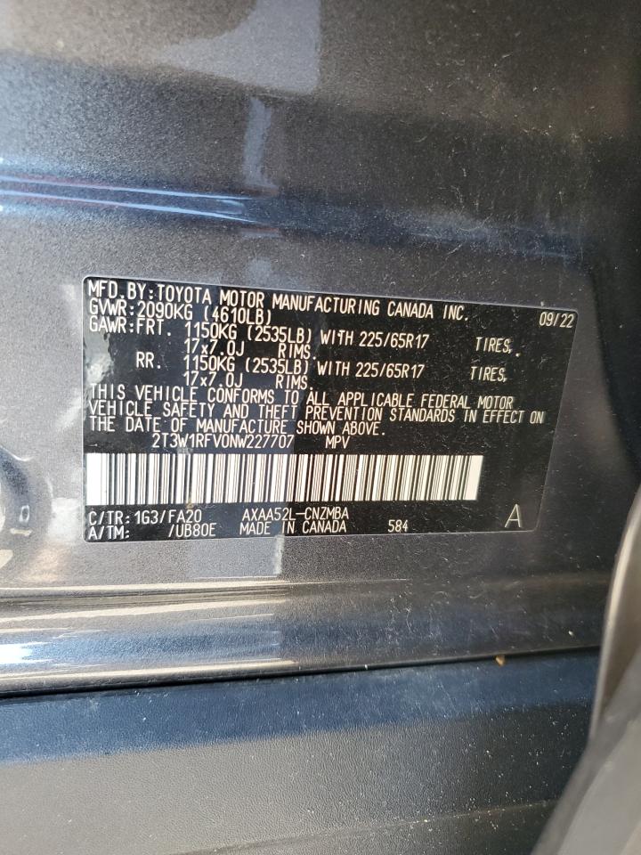 2T3W1RFV0NW227707 2022 Toyota Rav4 Xle