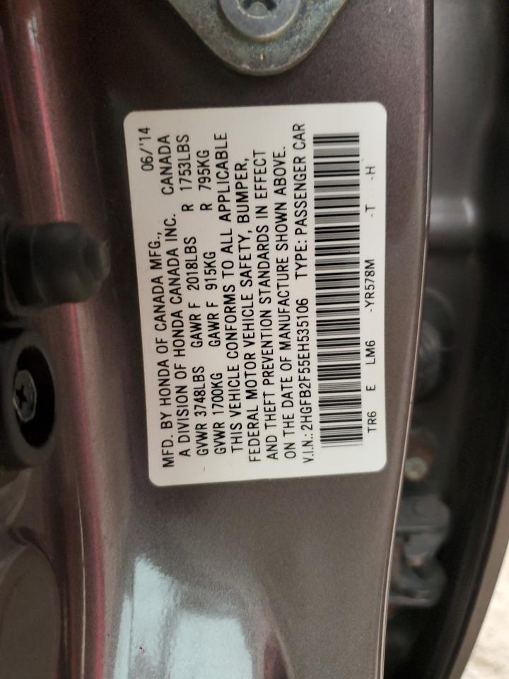 2HGFB2F55EH535106 2014 Honda Civic Lx