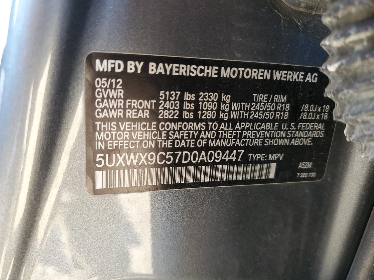 5UXWX9C57D0A09447 2013 BMW X3 xDrive28I