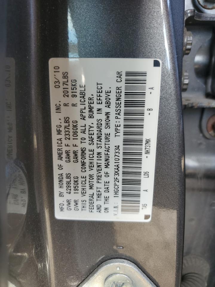 2010 Honda Accord Lx VIN: 1HGCP2F3XAA107334 Lot: 78208654