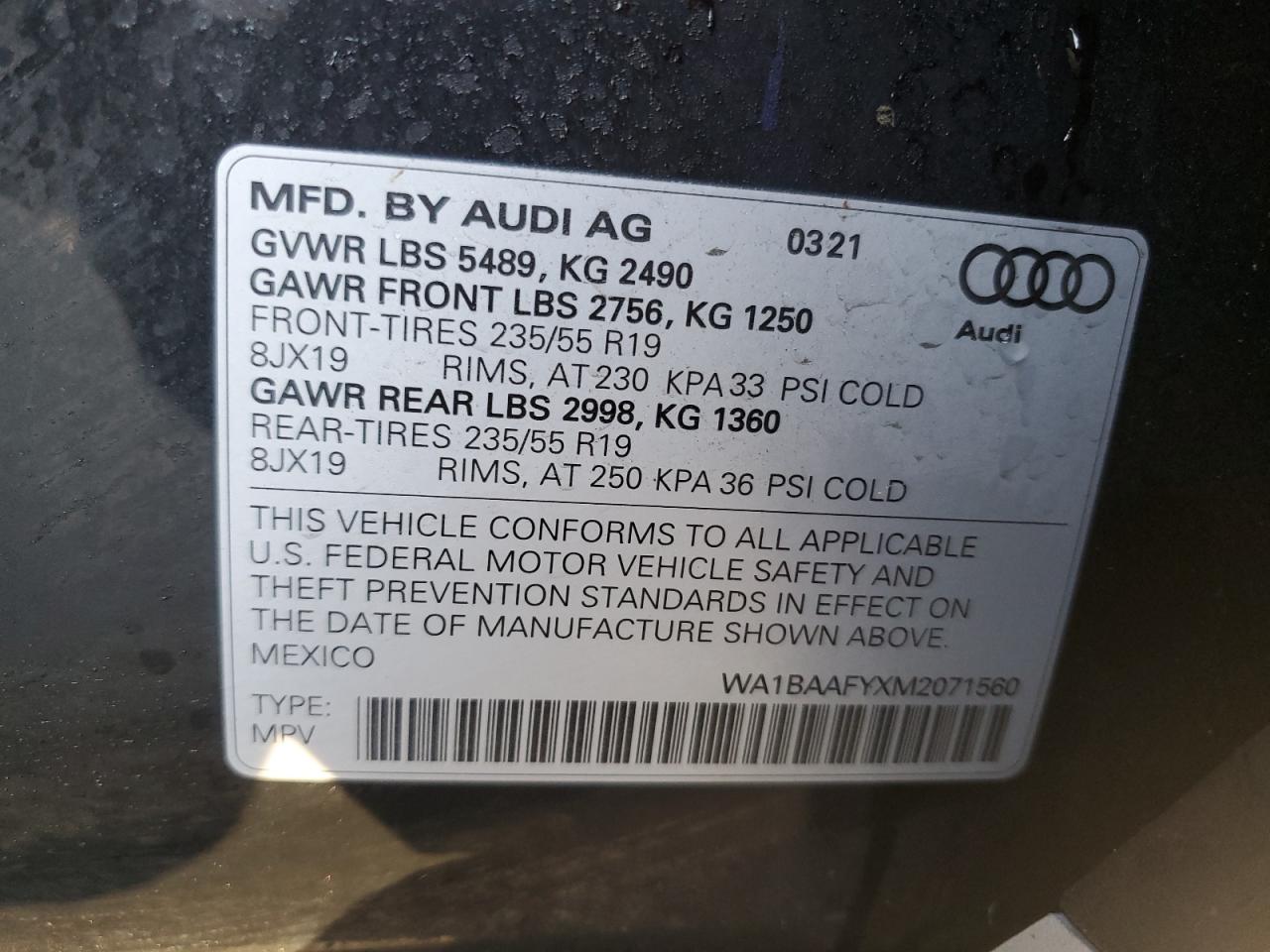 2021 Audi Q5 Premium Plus VIN: WA1BAAFYXM2071560 Lot: 77626034