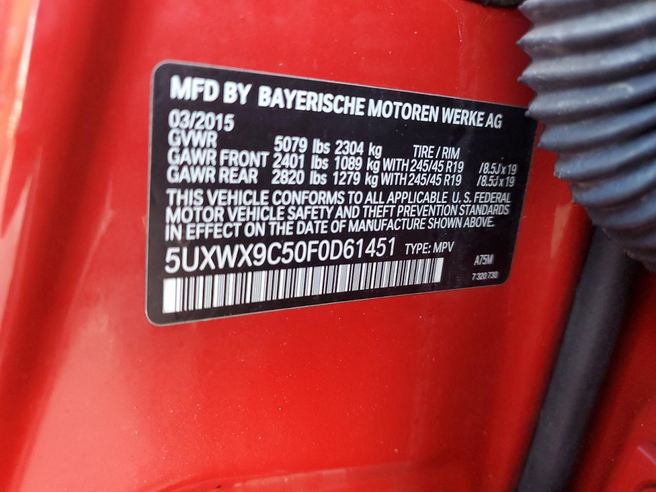 5UXWX9C50F0D61451 2015 BMW X3 xDrive28I