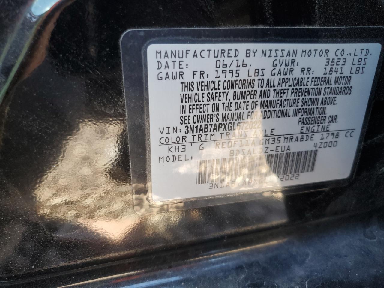 3N1AB7APXGL672022 2016 Nissan Sentra S