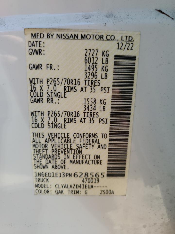 1N6ED1EJ3PN628565 2023 Nissan Frontier S