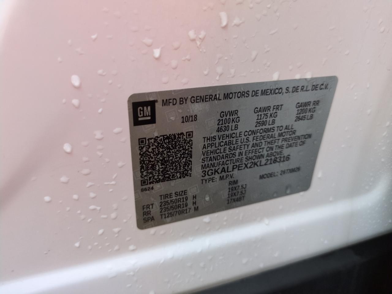 3GKALPEX2KL218316 2019 GMC Terrain Slt